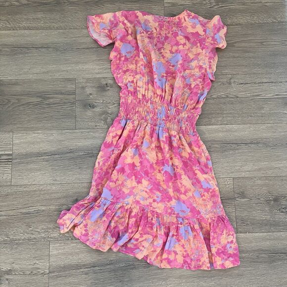 Rails Tara Flutter Sleeve Smocked Waist Mini Dress in Passion Flower Size Small - Picture 3 of 5